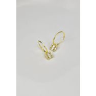 Papatya Silver UVPTS300136 925 Ayar Gold Kaplama Baget Taşlı Kare Halka Gümüş Küpe
