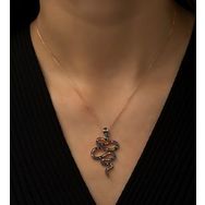 Papatya Silver Yılan Renkli Mix Nano Zirkon Taşlı Rose Gold Kaplama 925 Ayar Gümüş Kolye