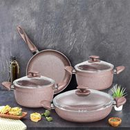 Papilla Argos Tuscany Pink Kırçıllı 7 Parça Tencere Seti