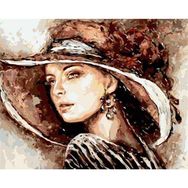 Parla Canvas Büyük Şapkalı Lady Sayılarla Rulo 60x75 cm Boyama Seti Duvar Sticker