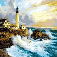Parla Canvas Deniz Feneri ve Dalgalar Sayılarla Rulo 40x50 cm Renkli Boyama Seti Duvar Sticker