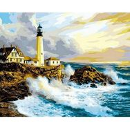 Parla Canvas Deniz Feneri ve Dalgalar Sayılarla Rulo 90x110 cm Boyama Seti Duvar Sticker