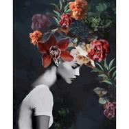 Parla Canvas Kadının Çiçek Duruşu 2 Sayılarla Rulo 40x50 cm Renkli Boyama Seti Duvar Sticker