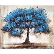 Parla Canvas Mavi Ağaç Rulo 70x90 cm Renkli Sayılarla Boyama Seti Duvar Sticker