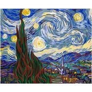 Parla Canvas Van Gogh Yıldızlı Geceler Sayılarla Rulo 70x90 cm Renkli Boyama Seti Duvar Sticker
