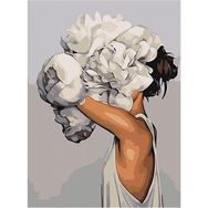 Parla Çiçek Kadın 60x75 cm Sayılarla Rulo Standart Canvas Boyama Seti