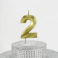Parti Vitrini 2 Rakamlı 6.5 cm Gold Altın Mum