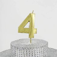 Parti Vitrini 4 Rakamlı 6.5 cm Gold Altın Mum