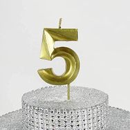 Parti Vitrini 5 Rakamlı 6.5 cm Gold Altın Mum