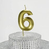 Parti Vitrini 6 Rakamlı 6.5 cm Gold Altın Mum