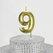 Parti Vitrini 9 Rakamlı 6.5 cm Gold Altın Mum