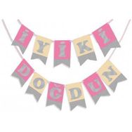 Partici Pembe Gümüş Yaldızlı İyi Ki Doğdun Banner