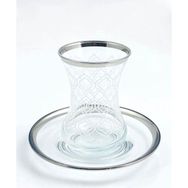 Paşabahçe 12 Parça Cam Gerçek Platin Yaldızlı Etiketli Çay Bardağı Takımı Seti Çay Seti