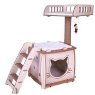 Pati Homes Pro Bej Kedi Evi XL Yataklı Kedi Tırmalaması