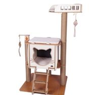 Pati Homes XL VIP Kedi Tırmalaması Bej Katlı Yataklı Kedi Evi