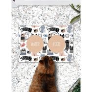 PatiPeti 45 x 70 cm Kedi Desenli Kedi Köpek Mama Paspası ve Beslenme Altlığı