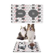 PatiPeti 50 x 35 cm Pembe Gri Kediler Kedi Köpek Mama Altlığı Mama Paspası