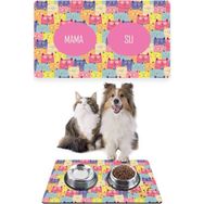 PatiPeti 50 x 35 cm Renkli Sevimli Kediler Kedi Köpek Mama Altlığı Mama Paspası