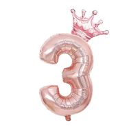Patladı Gitti 3 Rakam Kral Tacı Rose Gold Folyo Balon Doğum Günü Parti Kutlama Seti