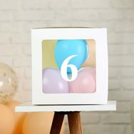 Patladı Gitti 6 Rakam Şeffaf Beyaz Kutu Bebek Çocuk Doğum Günü Süsleme Balon Kendin Yap Seti