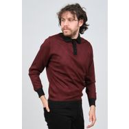Pave 4537094 Bordo Polo Yaka Desenli Yün Erkek Kazak