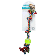 Pawise 3 Düğümlü ve Tenis Toplu Kemik İpli 13x7x2 cm Kedi Oyuncağı