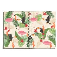 Paytak Moda PYTKDT0177 A5 Flamingo Yaprak Tasarımlı Çizgisiz Spiral Defter