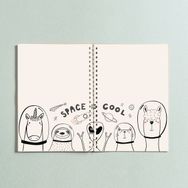 Paytak Moda PYTKDT0264 Moda A5 Space Cool Uzaylı Tasarım Çizgisiz Spiralli Defter