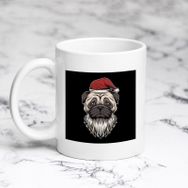 Pazarız Beyaz Pug Noel Baba Kupa Bardak