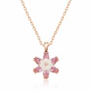 Peanelife 925 Ayar Rose Pembe Lotus Çiçeği Unisex Gümüş Kolye
