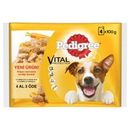 Pedigree Biftekli, Kuzulu, Hindili, Havuçlu 4 x 100 gr Yaş Mama Poşet