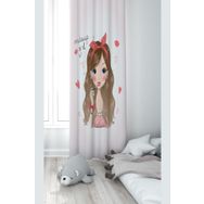 Pelangi Makyaj Yapan Genç Kız Desenli Dijital Baskı Yıkanabilir Bebek Çocuk Odası Fon Perdesi, çok renkli 140 x 270
