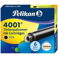 Pelikan 4001 Kısa Siyah 6'lı Dolmakalem Kartuşu