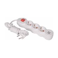 Pelsan 3'lü 2 m Çocuk Korumalı USB'li Anahtarlı Beyaz Topraklı Priz