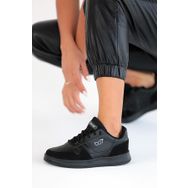 Pembe Potin 001-147-22 Rahat Taban Bağcıklı Siyah Kadın Sneaker
