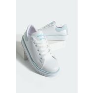 Pembe Potin 001-340-24B Rahat Taban Renk Şeritli Bağcıklı Mavi Beyaz Kadın Sneaker