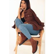 Pembe Potin 020-9600-22 Taba Nubuk Kaymaz Taban Bilek Boy Streç Kadın Bot