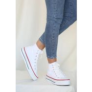 Pembe Potin 10-8888-22 Kalın Taban Keten Kadın Sneaker