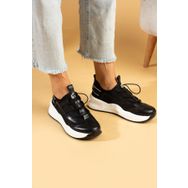 Pembe Potin 36-728-24 Fileli Siyah Kadın Sneaker