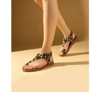 Pembe Potin 51-837-23 Leopar Kadın Sandalet