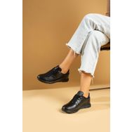 Pembe Potin A1971-23 Siyah Cilt Kadın Sneaker