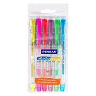 Pensan 2227 My-King Neon Fosforlu Jel 1,0 mm 6 Renk Set Tükenmez Kalem