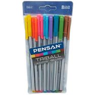 Pensan PE01003TKRK08 Renkli 8'li Vakumlu Triball Tükenmez Kalem