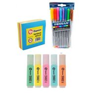 Pensan Tribal Tükenmez Kalem + Fixpoint 5 Renk Pastel Fosforlu Kalem + Fixpoint 300 YaprakPost-It
