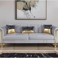 Perla Sofa Vales Açık Gri Yataklı Üçlü Koltuk