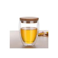 Perotti 350 ml Çift Cidarlı Bambu Kapaklı Bardak