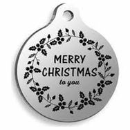 Pet Tag Art 3 cm Christmas Serisi Merry Xmas To You Yuvarlak Kedi ve Köpek Künyesi