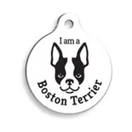 Pet Tag Art Beyaz Boston Terrier Yuvarlak Köpek Künyesi