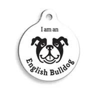 Pet Tag Art Beyaz English Bulldog Yuvarlak Köpek Künyesi