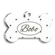 Pet Tag Art Black Dots Kemik Şekilli Köpek Künyesi